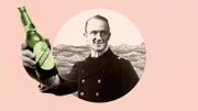 Der animierte Karl Muller hält eine Bierflasche. (Kuriositätenstrom/Mary Evans Bildarchiv)
