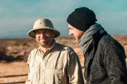 Jonny und Manu nach einer Erdmännchensafari.