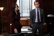 LAW & ORDER -- "Family Ties" Episode 23009 --  Pictured: (l-r) Odelya Halevi as ADA Samantha Maroun, Hugh Dancy as ADA Nolan Price -- (Photo by:Virginia Sherwood/NBC)