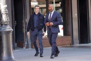 LAW & ORDER -- "Turn The Page" Episode 23004 -- Pictured: (l-r) Reid Scott as Det. Vincent Riley, Mehcad Brooks as Det. Jalen Shaw -- (Photo by: Will Hart/NBC)