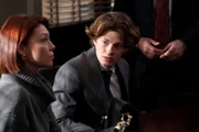 LAW & ORDER -- "Freedom of Expression" Episode 23001 -- Pictured: (l-r) Amanda Ferguson as Cam's Mother, Braxton Fannin as Cam Lawson -- (Photo by: Virginia Sherwood/NBC)