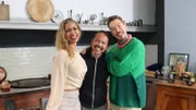 From left to right: Marjorie Israel, Ismael Israel, and Host David Bromstad pose for a picture after the couple reveals their dream home, as seen on My Lottery Dream Home, Season 17.
