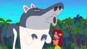 Marina verkleidet Sharko als eine süße Mietzekatze, damit die Touristen auf der Insel keine Angst mehr vor ihm haben.  +++