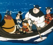 Halvar und die Wikinger rudern mit dem Boot des schrecklichen Sven davon – und der ist nicht wenig überrascht, dass er über’s Ohr gehauen wurde.