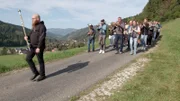 Marschprobe in Stanz im Mürztal, vorne Stabführer Martin Brandner.
