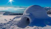 Das Iglu ist eine Erfindung der Eskimos, das ihnen ermöglicht, im harschen Klima der Arktis zu überleben. Die Schlafstelle liegt auf halber Höhe und nutzt so die aufsteigende Wärme eines Feuers.