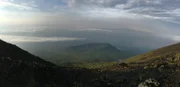 View from the side of Mount Nyriagongo overlooking the Goma landscape and the Sahara crater.