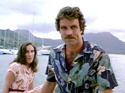 Amy (Andrea Marcovicci) wird von Magnum (Tom Selleck) vor einem Erpresser besch&uuml;tzt.