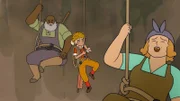 Die Holzfäller sind vor allem mit der Pflege des Baums beschäftigt. Als Tobie darum bittet, in einer Liebesangelegenheit in den Krater zu gehen, muss seine Kollegin Chagne lachen.