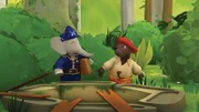 Badou und Munroe müssen den abgestürzten Kapitän Blauzahn aus diesem Schacht retten.