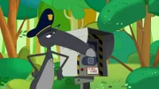 Polizist Wolf überprüft die Geschwindigkeit.