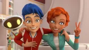 Adelaide (re.) und Jet (li.) sind mit ihren Eltern unterwegs, um Gesteinsproben zu sammeln: sie sind auf der Suche nach einem Stein, der dieselbe Zusammensetzung hat, wie das außerirdische Raumschiff. Die beiden Kinder sind davon allerdings ziemlich gelangweilt...