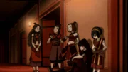L-R: Katara, Sokka, Suki, Zuko, Toph