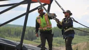 Tyson Lee and Alec Kelly attaching cables to sluicifer