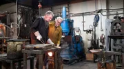 Jeff Pringle works with Adam Savage to teach him how to best craft his sword.