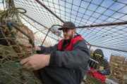 Unafraid to get his hands dirty, Brenna A Captain Sean Dwyer helps his crew rig pots.