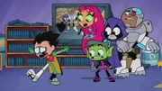 v.li.: Robin, Starfire, Beast Boy, Raven, Cyborg