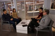 CHICAGO MED -- "Poster Child" Episode 1016 -- Pictured: (l-r) Adam Aalderks as Henry Russell, Adelind Horan as Jessica Russell, Darren Barnet as Dr. John Frost, Oliver Platt as Dr. Daniel Charles -- (Photo by: George Burns Jr/NBC)