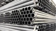 Metal pipes. Steel industry background. Three-dimensional image,