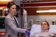CHICAGO MED -- "Poster Child" Episode 1016 -- Pictured: (l-r) Sarah Ramos as Dr. Caitlin Lenox, Melanie McNulty as Josephine Tucker -- (Photo by: George Burns Jr/NBC)