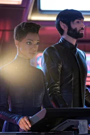 "Such Sweet Sorrow" -- Ep#213 -- Pictured (l-r): Sonequa Martin-Green as Burnham; Ethan Peck as Spock of the CBS All Access series STAR TREK: DISCOVERY.