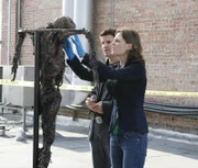 Booth (David Boreanaz, l.); Dr. Brennan (Emily Deschanel, r.)