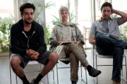 First and second from the left: Travis (Christopher Abbott), Levi Callow (Luke Wilson)