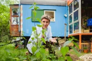 Gerettet. Fritz Fuchs (Guido Hammesfahr) hat die Brennnesseln vor seinem Nachbarn beschützt, der alle vernichten wollte. Die Brennnesseln sind ein gutes Biotop für viele Schmetterlinge rund um den Bauwagen.