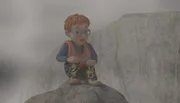 Norman hat große Angst, allein auf dem Felsen.
