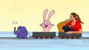 Anke Engelke singt gemeinsam mit Hase und Elefant ein Lied über deren Freundschaft: „Ohne Worte“.