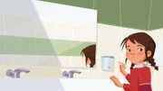 Tara versteckt einen Spickzettel in der Mädchentoilette.