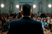 Nach der Regierungsbildung wendet Zoran Đinđić (Dragan Mićanović) sich an die wartenden Journalisten.