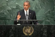 Weltführer treffen sich in New York zur jährlichen Generalversammlung der Vereinten Nationen. US-Präsident Barack Obama spricht vor der Generalversammlung der Vereinten Nationen im UN-Hauptquartier.