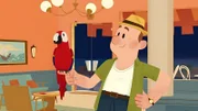 Stolz präsentiert Monsieur Lambert seinen neuen Papagei.