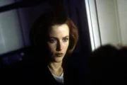 Dana Scully (Gillian Anderson) nimmt Einsicht in die Unterlagen zu dem Fall der Familie Sim.