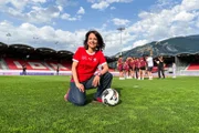 EM-Hauptprobe für Mona Vetsch im Stadion de Tourbillon in Sion.