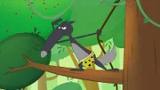 Lässig hält Wolf-Tarzan  nach Gefahren Ausschau.