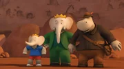 Badou, Babar und Heldopotamus freuen sich, dass ihr Plan funktioniert hat.