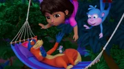 v.li.: Swiper, Dora, Pérez, Boots