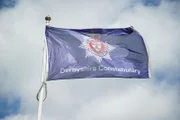 The Derbyshire Constabulary flag Logo & Text - The force featured in the series. Derbyshire Police HQ.
