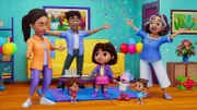 v.li.: Mami, Papi, Guillermo, Dora, Boots, Isabella, Abuela
