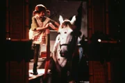 Pippi Langstrumpf (Inger Nilsson) feiert Weihnachten mit ihren Tieren. Ihr Pferd bekommt einen etwas zu langen Schal.