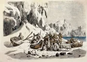 A3YPJJ expedition, Franklin expedition, finding of remains on King William Island, colour engraving, from Die Gartenlaube, 1860, private collection,