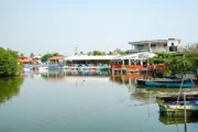 Ein Fischerdorf an der Mandinga-Lagune, nahe der Stadt Veracruz, Mexiko.