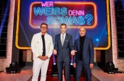 (v. l.) Schauspieler Hans Sigl, Moderator Kai Pflaume und Schauspieler Christoph Maria Herbst.