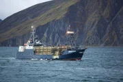 With a full stack, the Brenna A sets out for the fishing grounds.