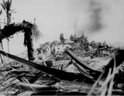 Tarawa, Gilbert Islands - Marines storm Tarawa, Gilbert Islands.