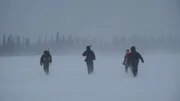 Copper Canyon, Mexico - The Canada crew trudge through a blizzard.
