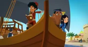 Marco,Luigi, FuFu und Shila (v.l.n.r.) helfen einem Dieb und müssen flüchten