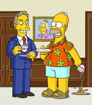 "Die Simpsons", "Die Queen ist nicht erfreut!" Bart findet einen Tausend-Dollar-Schein, den er gegen eine Eintrittsgebühr in seinem Privatmuseum zur Schau stellt. Bis sich Mr. Burns, der Besitzer, meldet hat sich Bart an seinem Exponat bereits ein goldenes Näschen verdient. Von dem Geld gönnt er sich gemeinsam mit seiner Familie einen Urlaub in England. Dort knallt Homer mit dem Leihwagen ausgerechnet in die Pferdekutsche der Queen. Für sein Vergehen landet er im Tower von London.